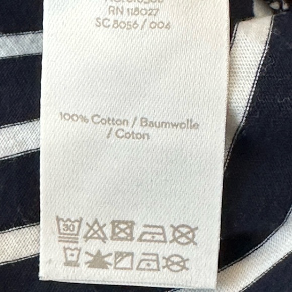 Boden | Breton Navy & White Cotton Long Sleeve Tee w/Red Trim Crewneck, Size 10 - Picture 6 of 8